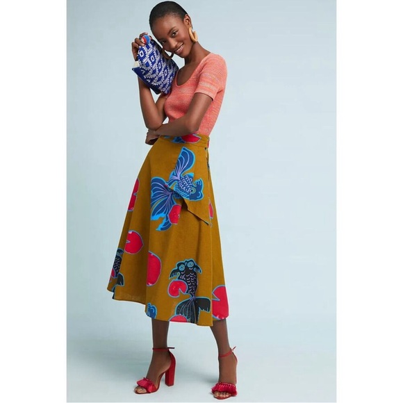 Eva Franco for Anthropology A Line skirt with goldfish size 0 - Picture 1 of 8